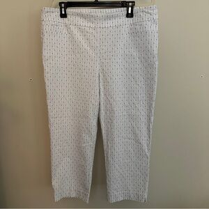 Zac & Rachel White Cropped Ankle Pants with Black Dots Office Work - 16